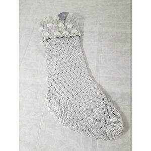 Place & Time Lt. Silver Metallic Thread Christmas Stocking  20” X 7”-Knit